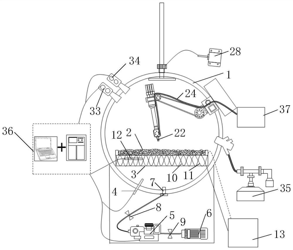 Testing device and testing method for microwave moving sintering lunar soil in vacuum environment