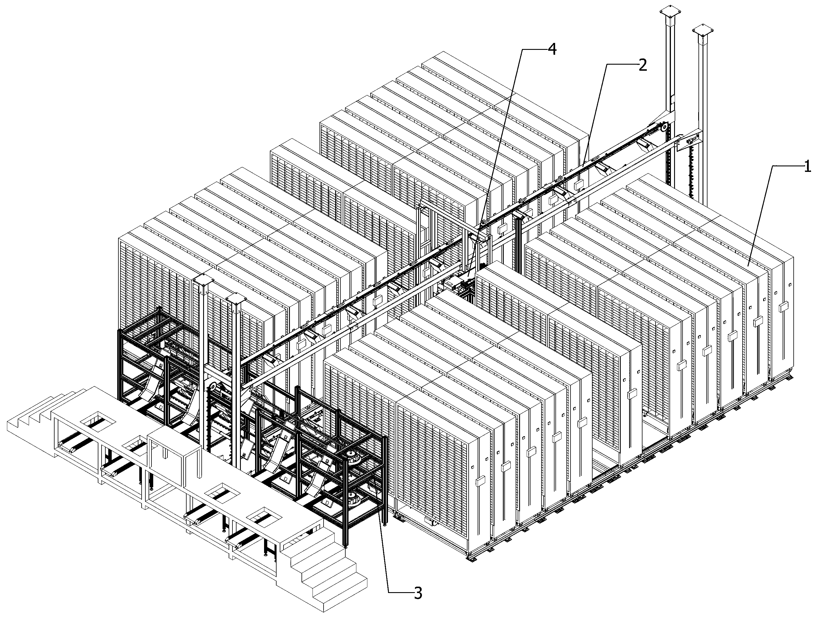 Automatic goods storage and fetching system