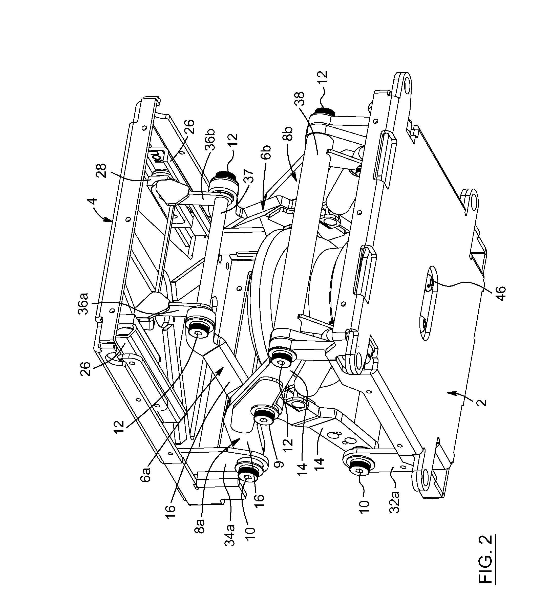 Small footprint scissor suspension mechanism