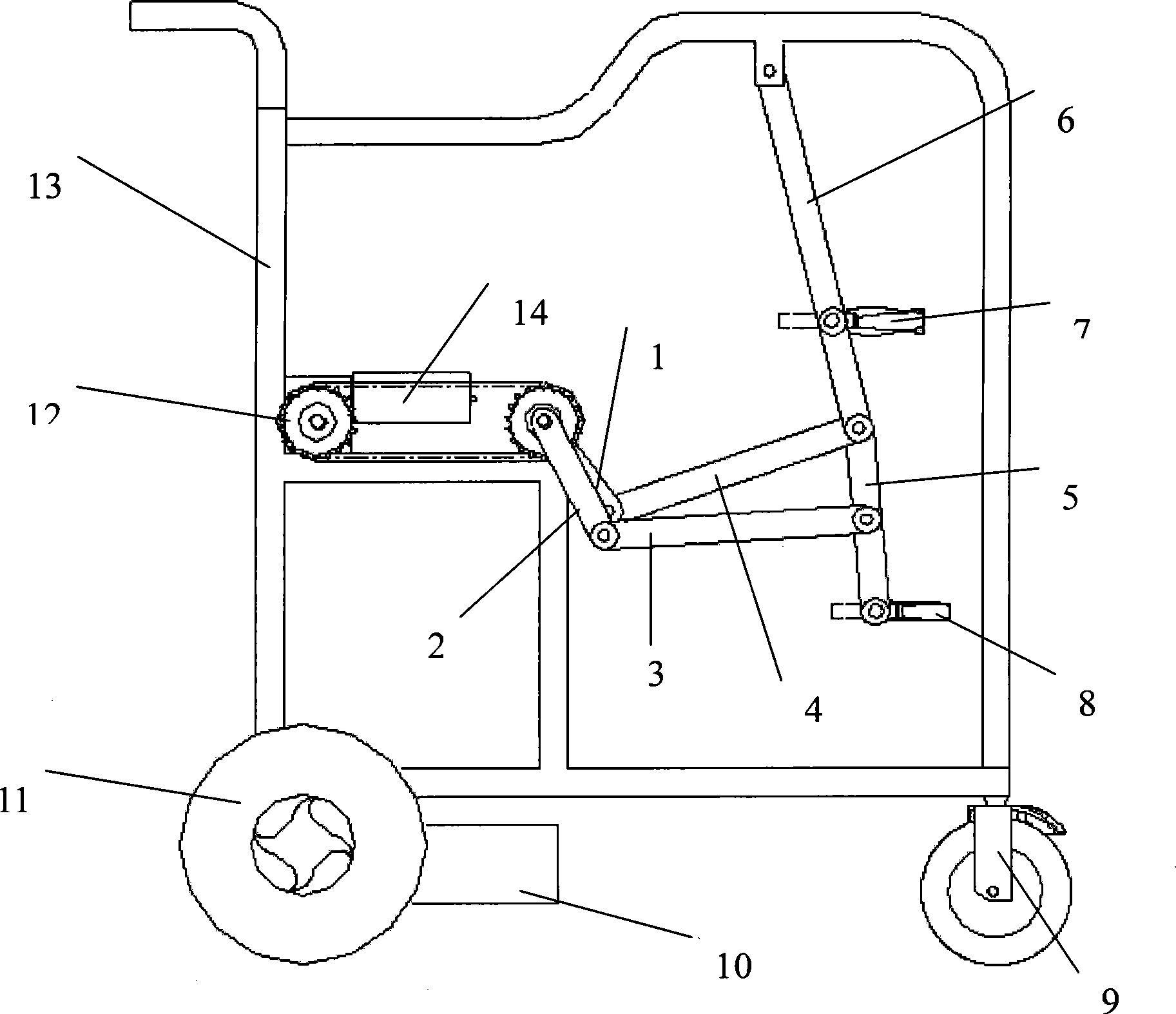 Six-lever apery gait power-assistant running mechanism