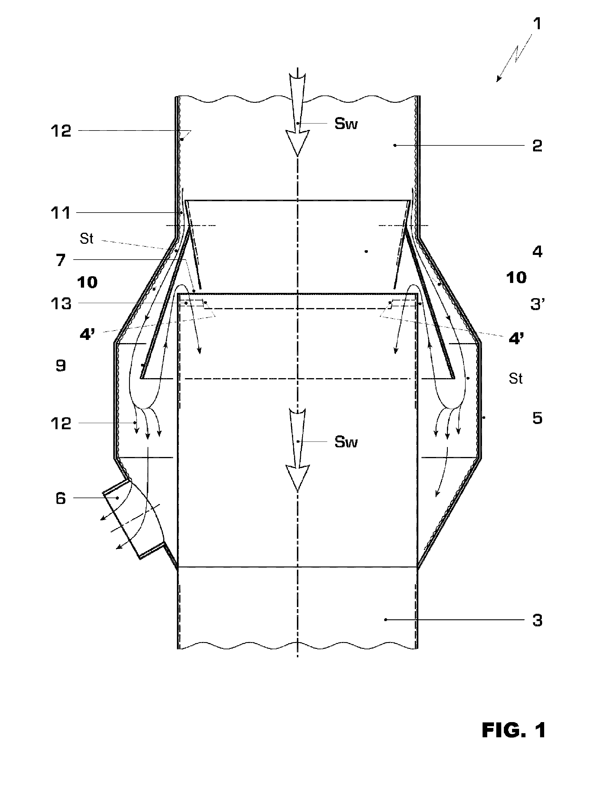 Water separator for a steam turbine plant