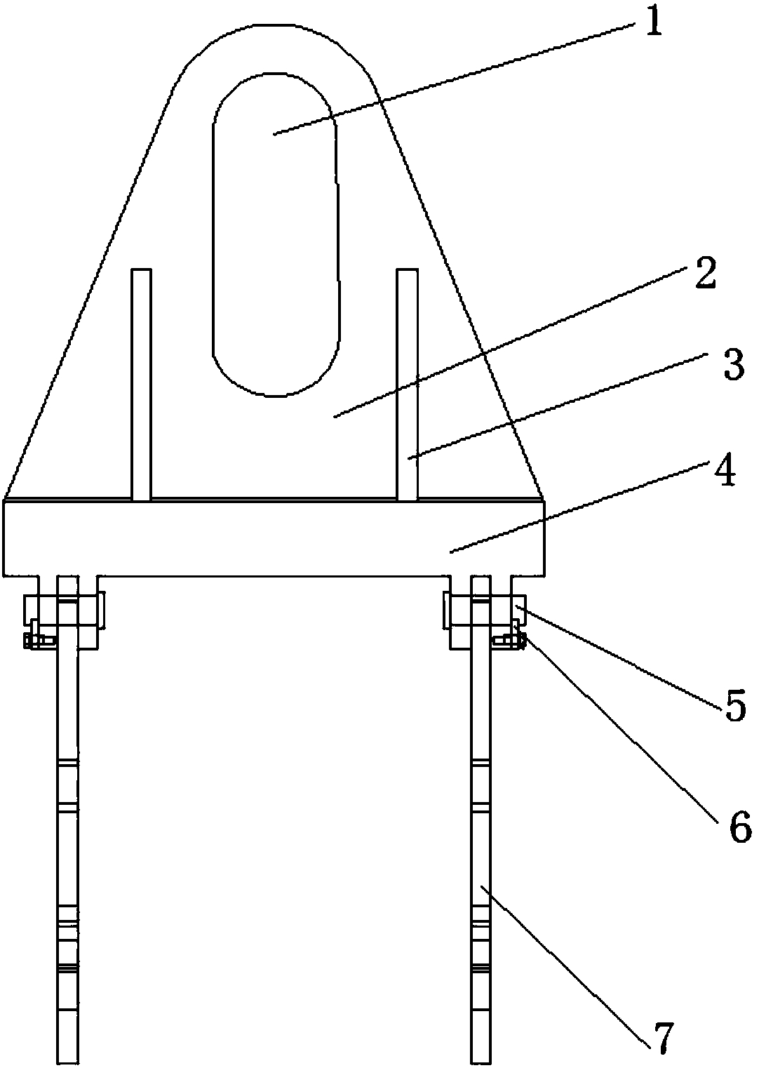 Load-lifting device for maintaining and hoisting continuous casting withdrawal and straightening machine