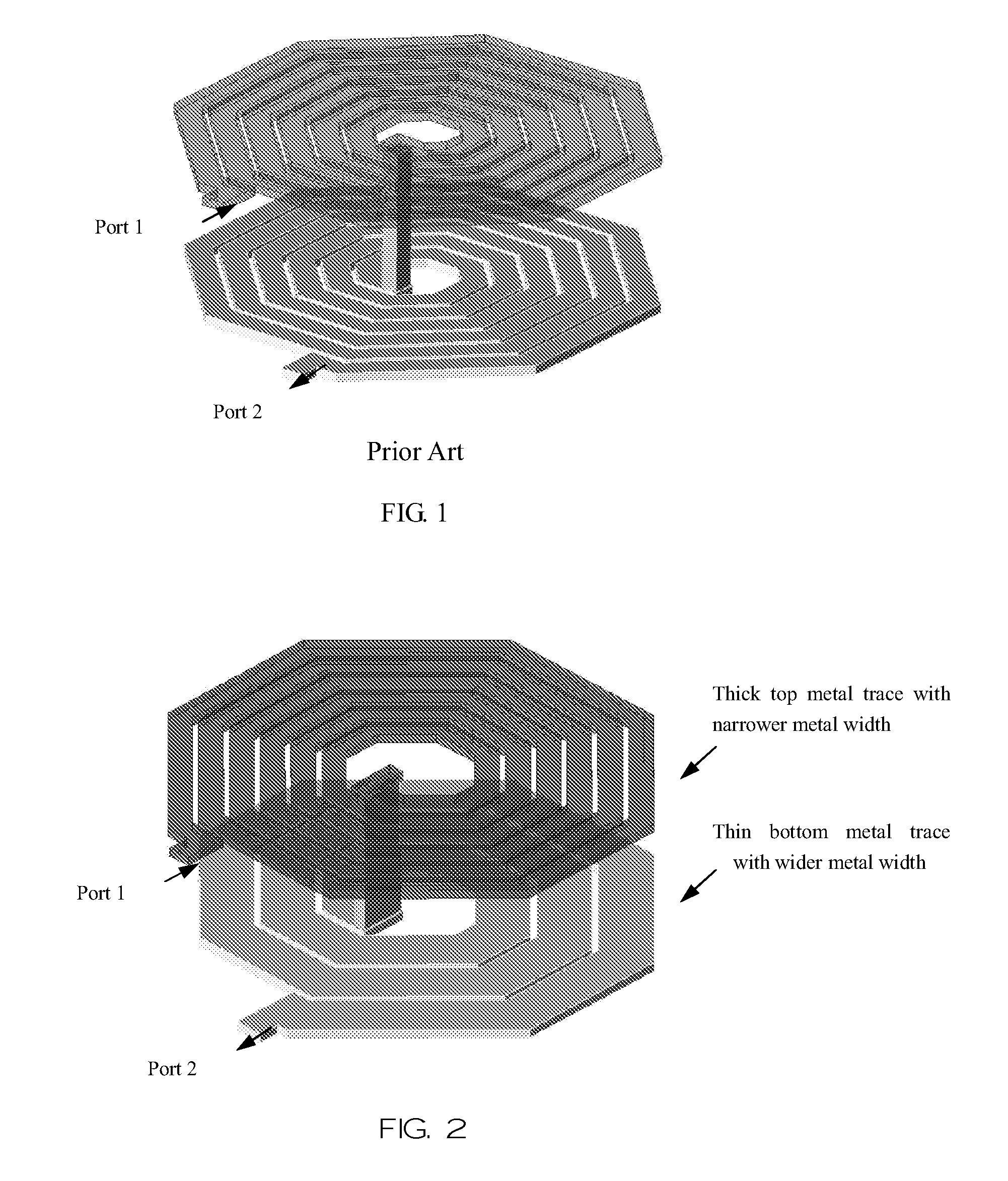 Stack inductor with different metal thickness and metal width