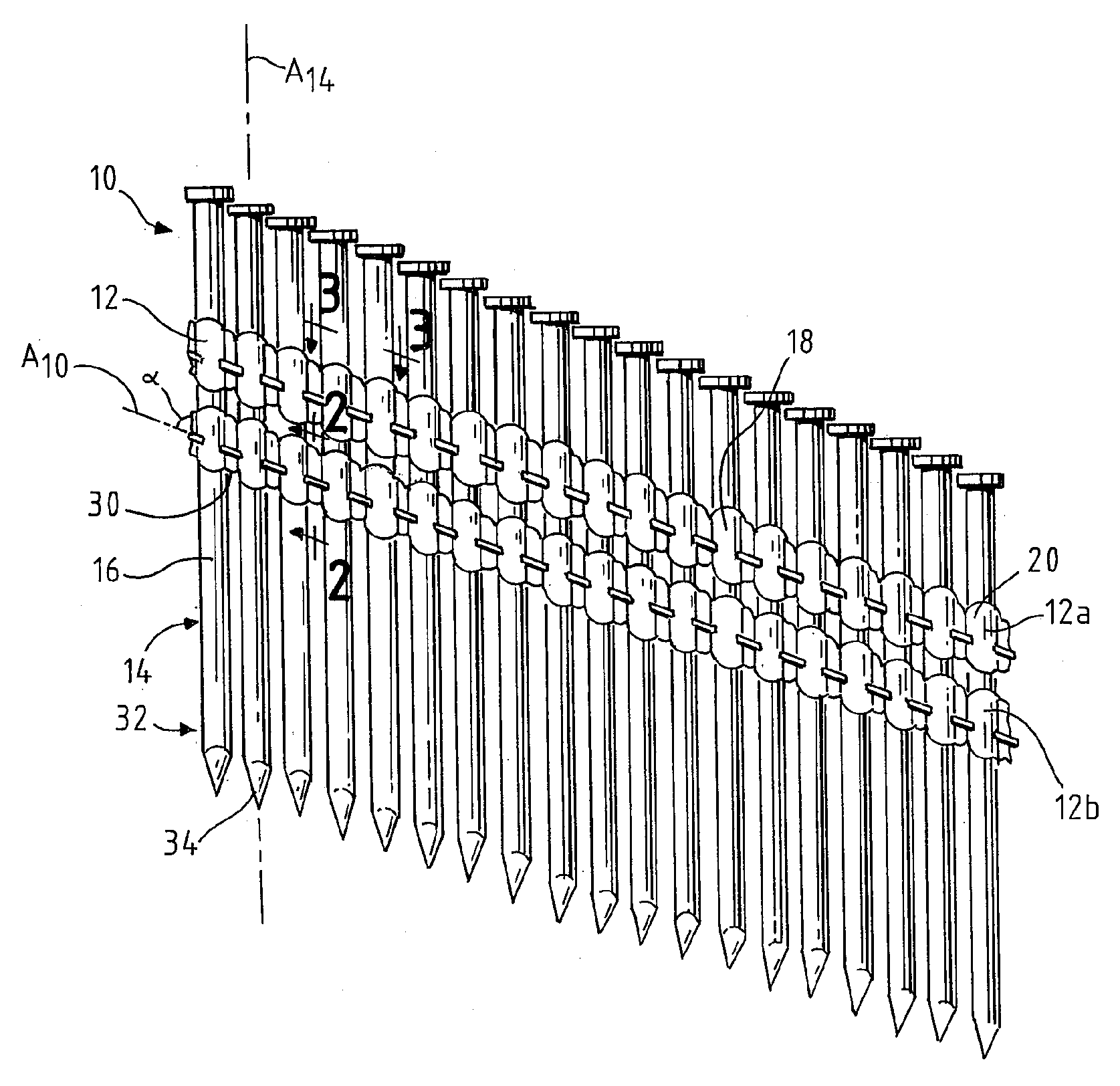 Debris-free plastic collating strip for nails