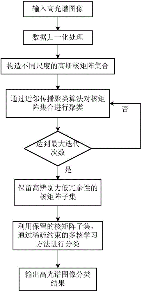 Hyperspectral image classification method based on affinity propagation clustering and sparse multiple kernel learning