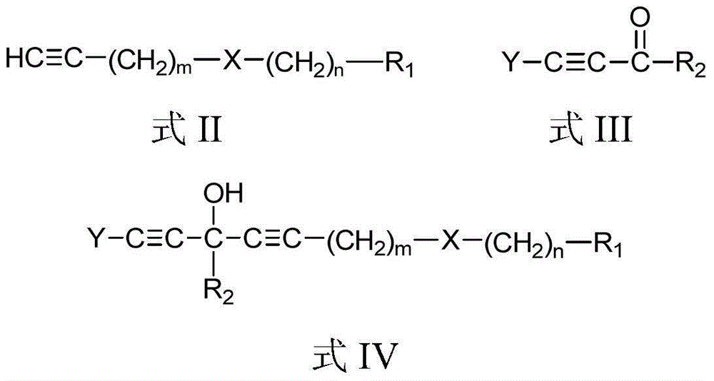 Chain polyacetylene compound and preparation method and application thereof