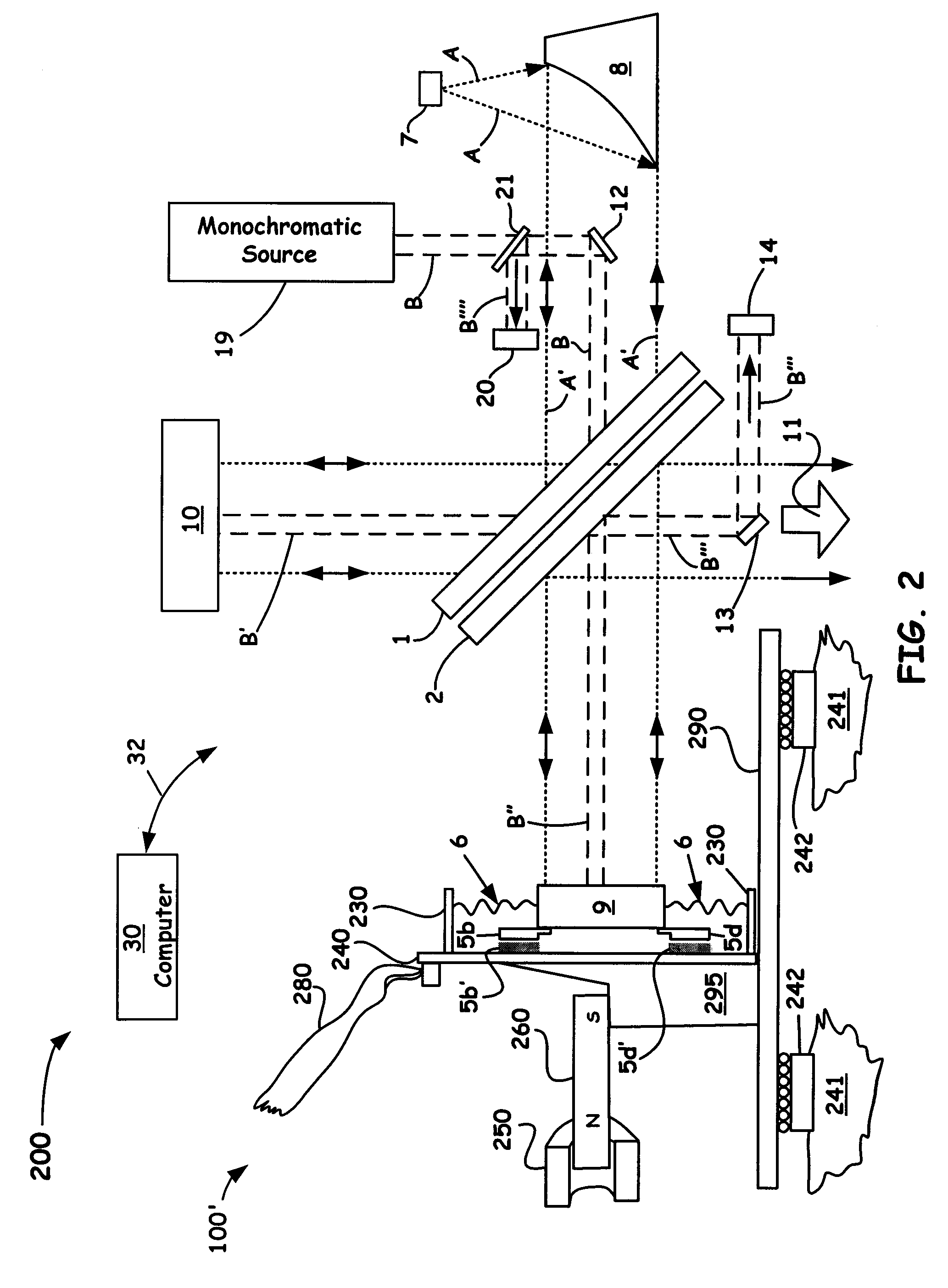 Flexure mounted moving mirror to reduce vibration noise