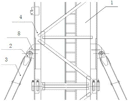 Inserted chassis diagonal-brace structure of tower crane