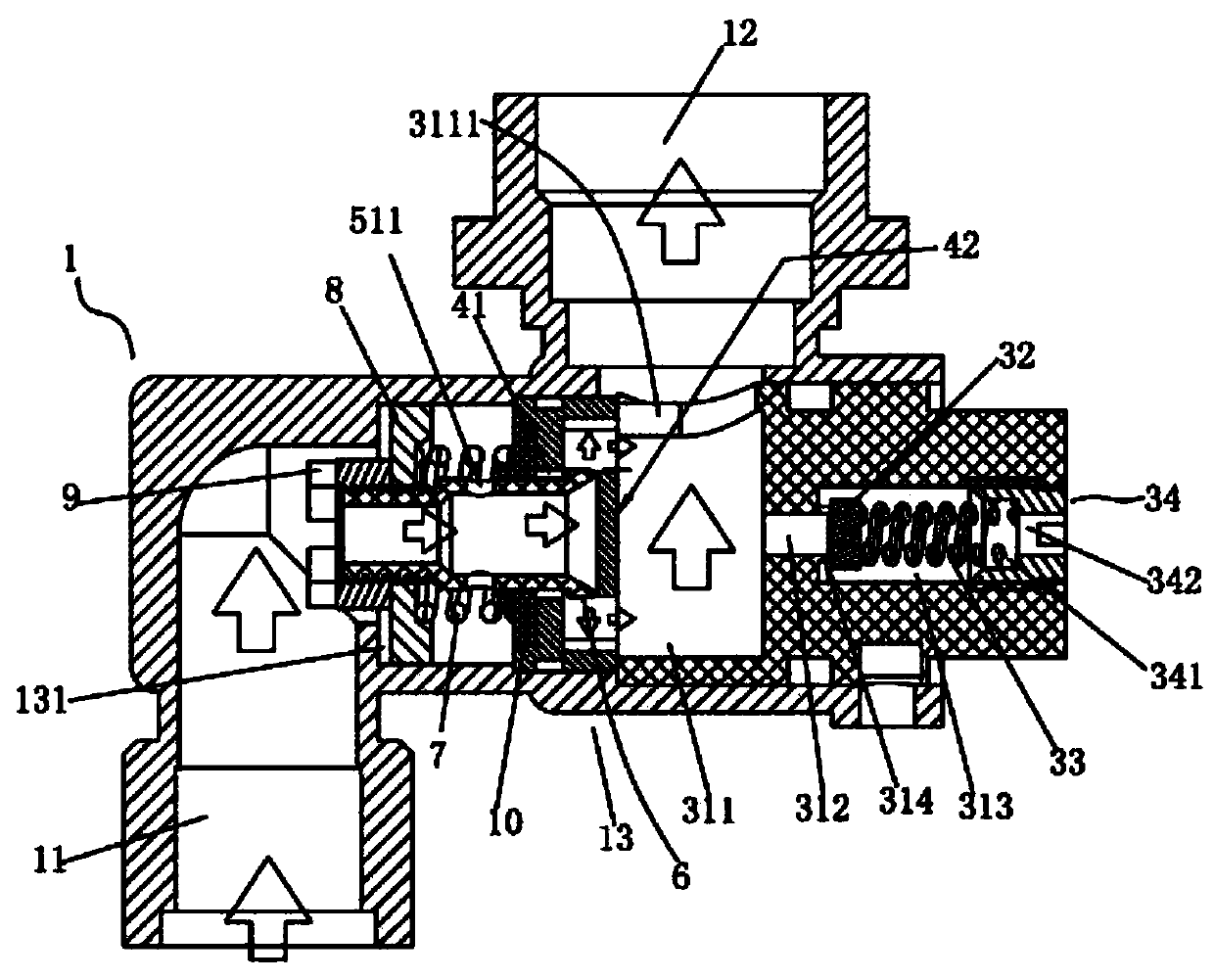 Water inlet connector with steady flow pressure relief and used for gas hot water device