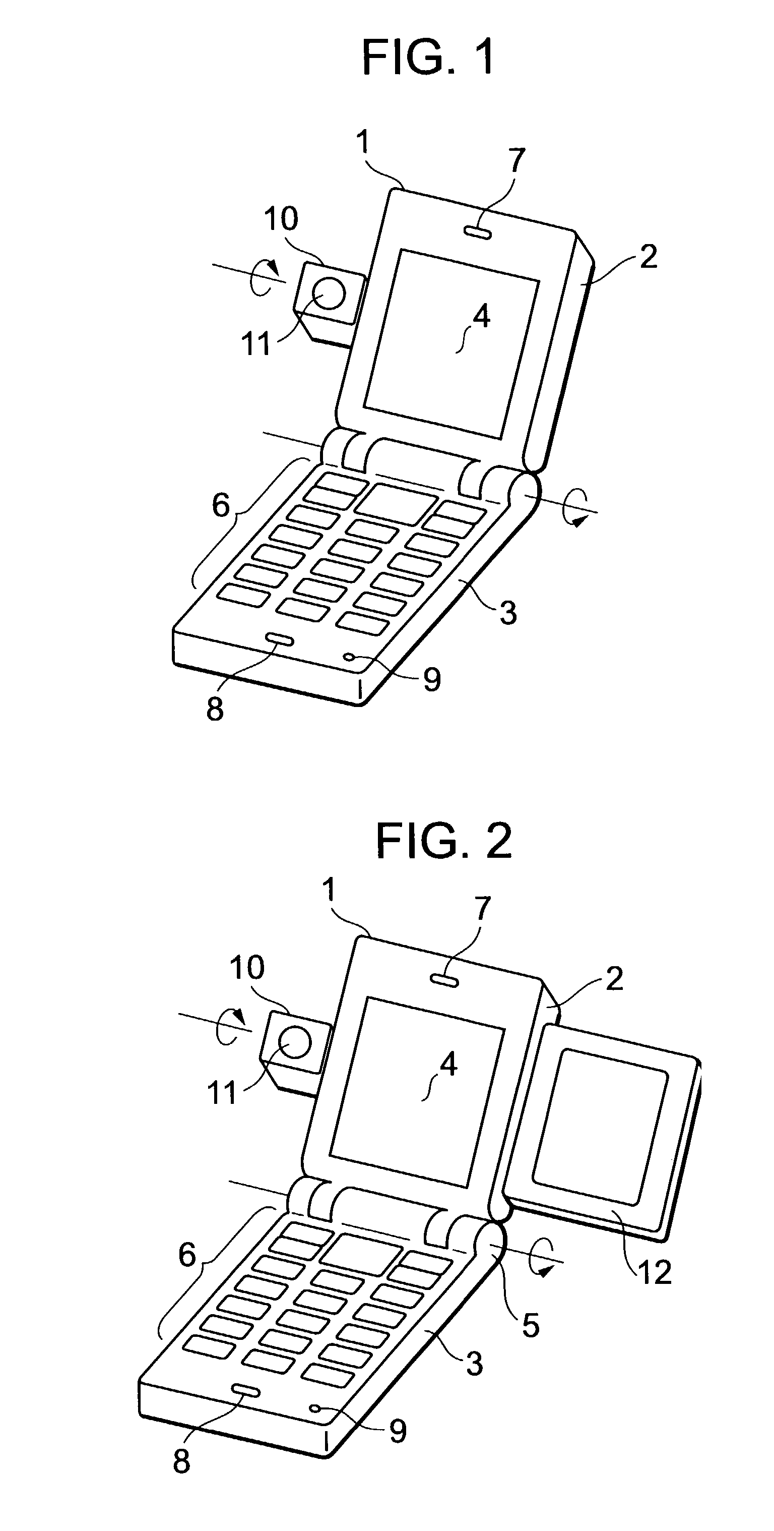 Portable information terminal comprising a camera with a fixed and movable display