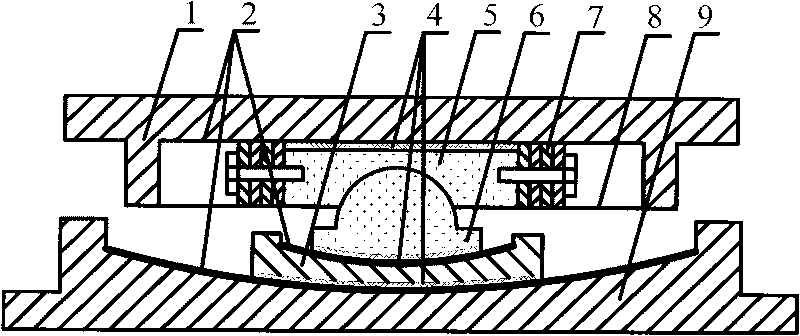 Vibration isolating support saddle of self-adaptive double-spherical spring steel plate