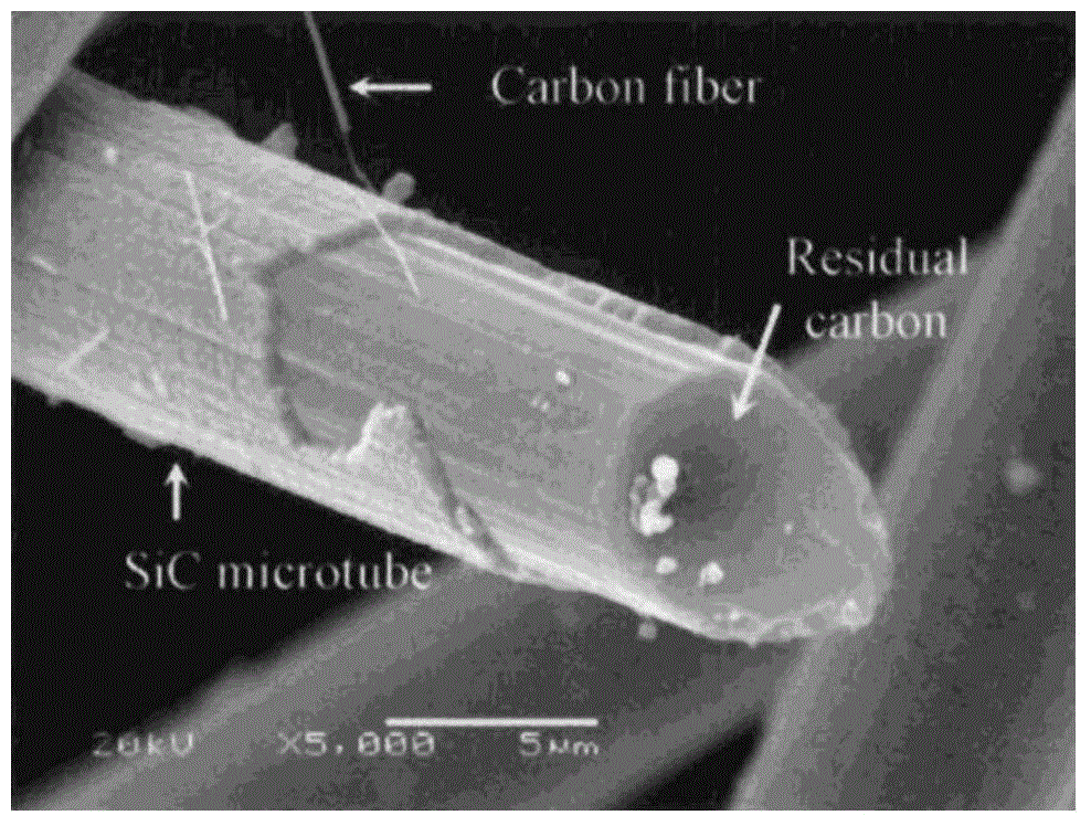 Method for rapidly obtaining carbon/silicon carbide coaxial fiber by reducing plasma based on microwave and application