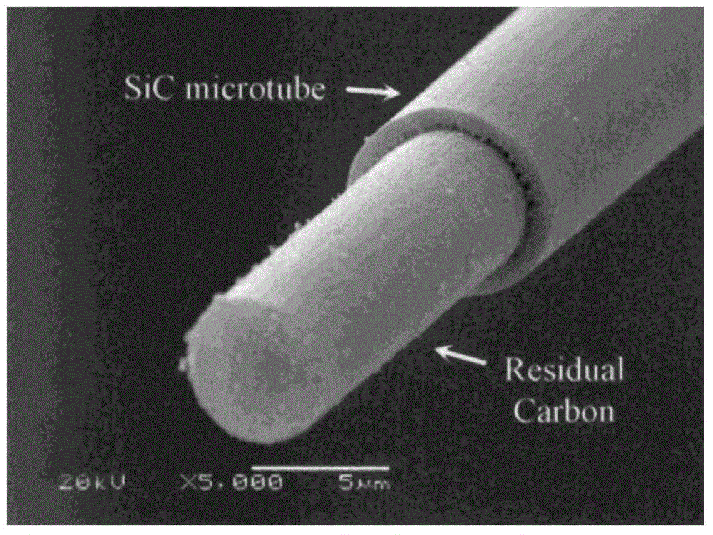 Method for rapidly obtaining carbon/silicon carbide coaxial fiber by reducing plasma based on microwave and application