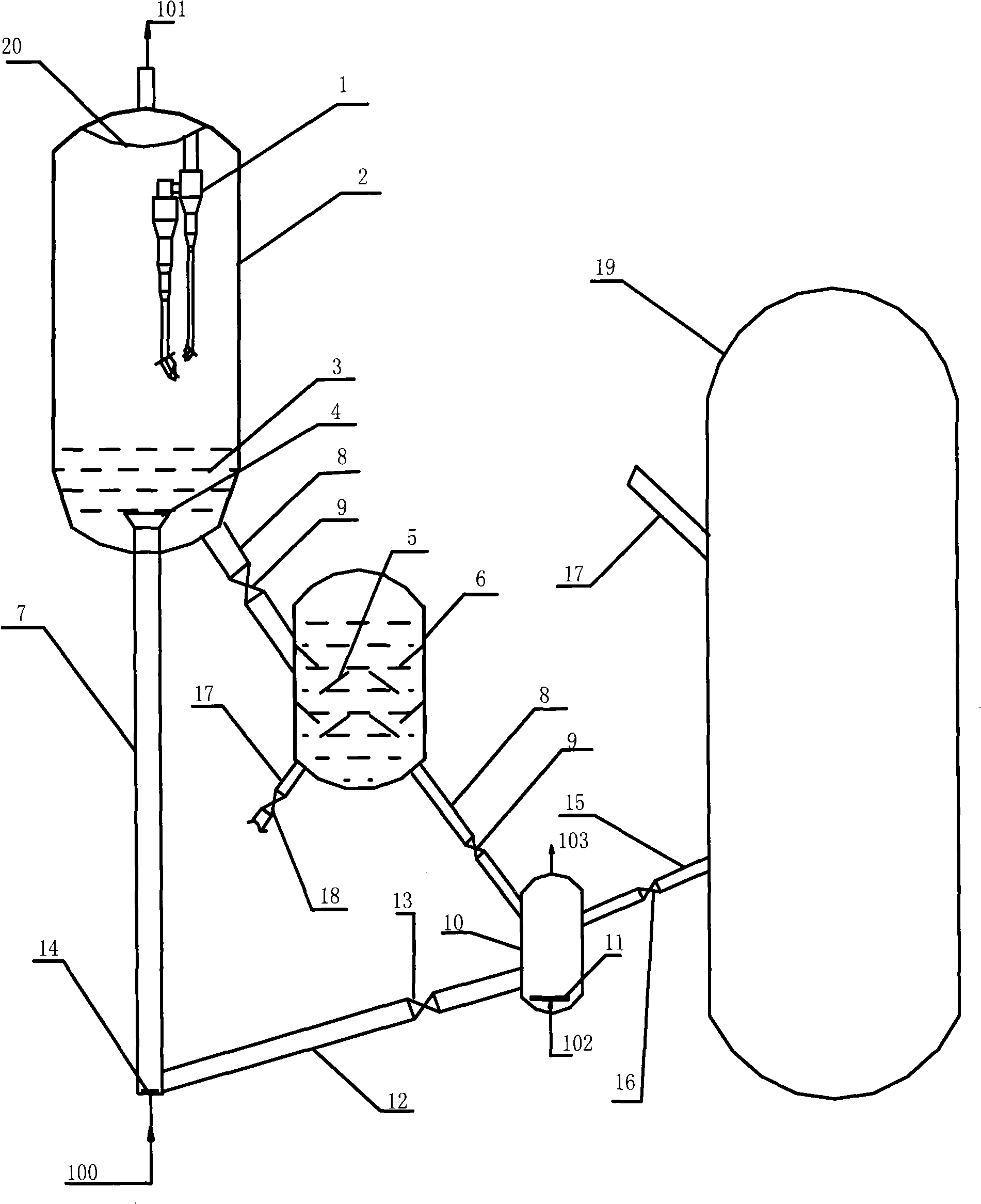 Fluidizer and method for preparing ethylene with ethanol dehydration