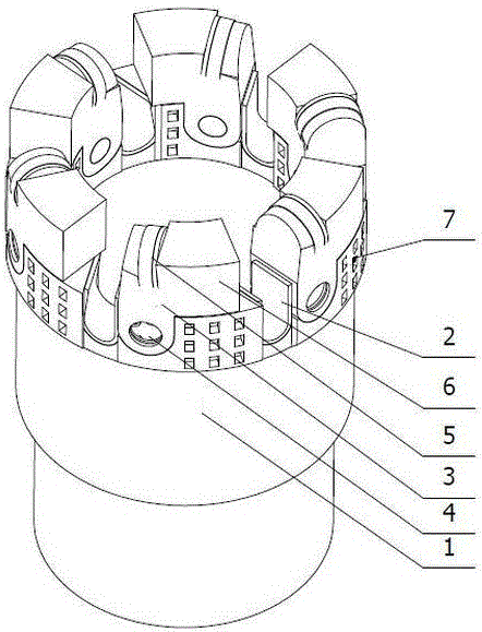 PDC (Polycrystalline diamond compact)-impregnated segment hybrid self-adaptive drill bit