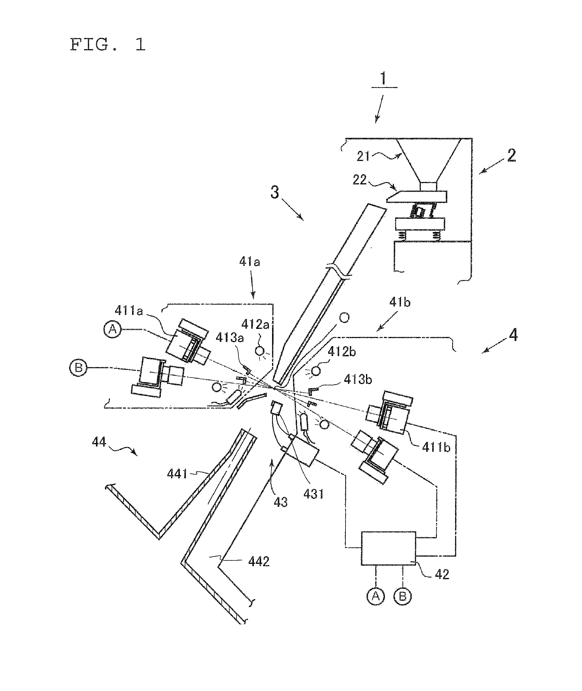 Chute for optical sorting machine