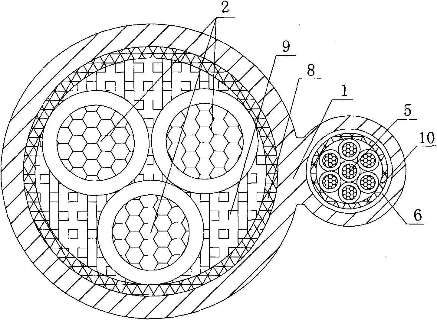 Strong and weak current composite cable and manufacturing method thereof