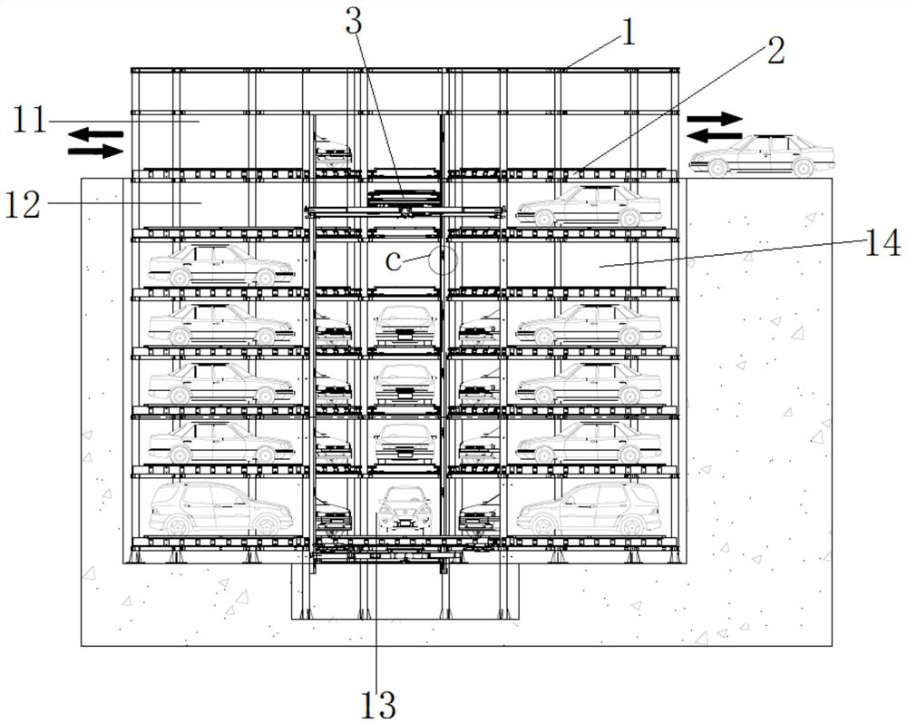 Circular stereo garage with double car carrying plates capable of being exchanged simultaneously