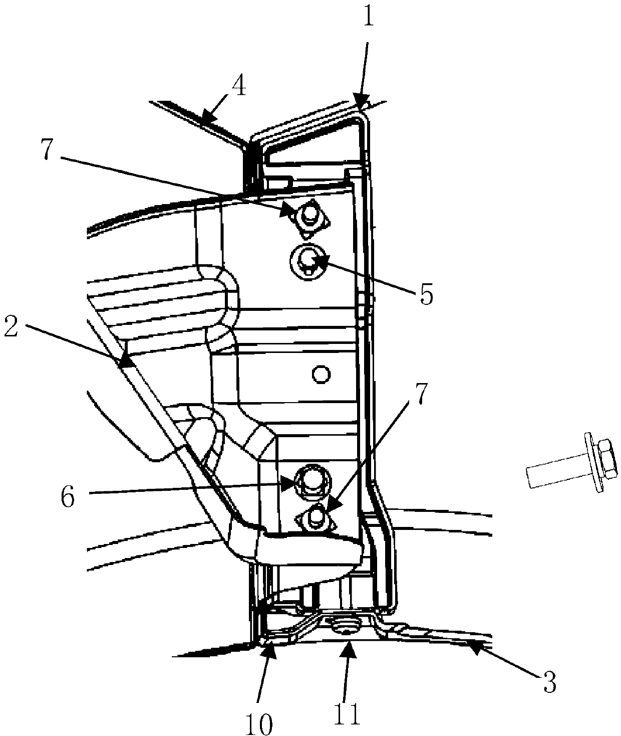 Automotive front bumper mounting bracket