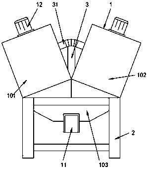 Aquaculture production feed mixing device with automatic filling function