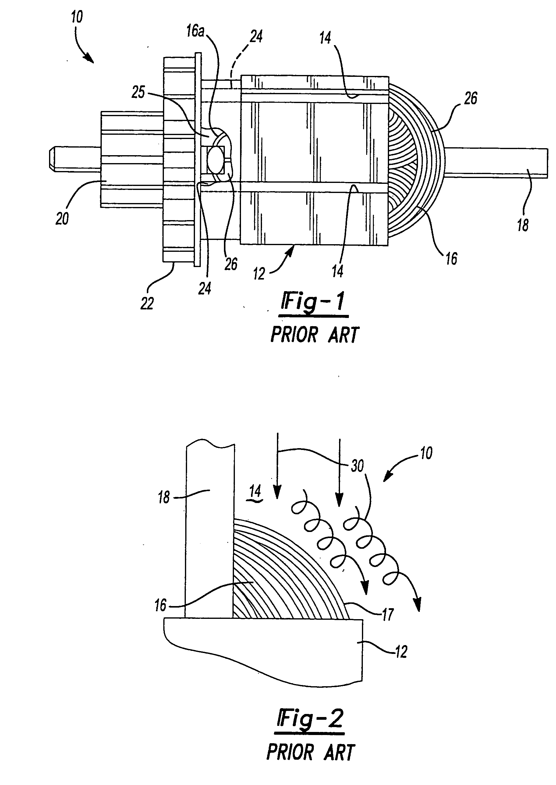 Dynamoelectric machine having encapsulated coil structure with one or more of phase change additives, insert molded features and insulated pinion