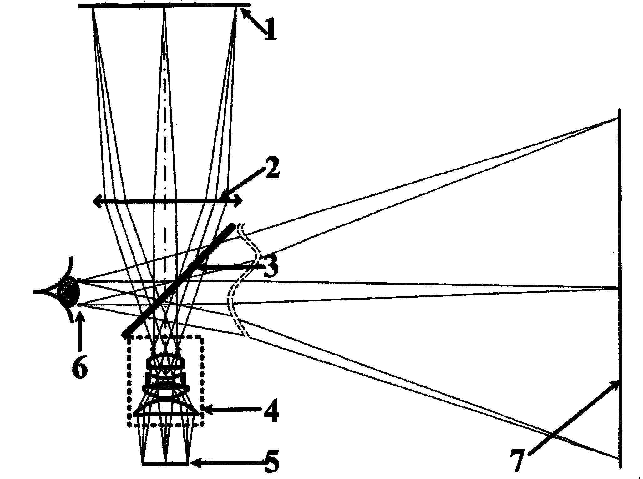 Optical transmission projection type three-dimensional helmet display