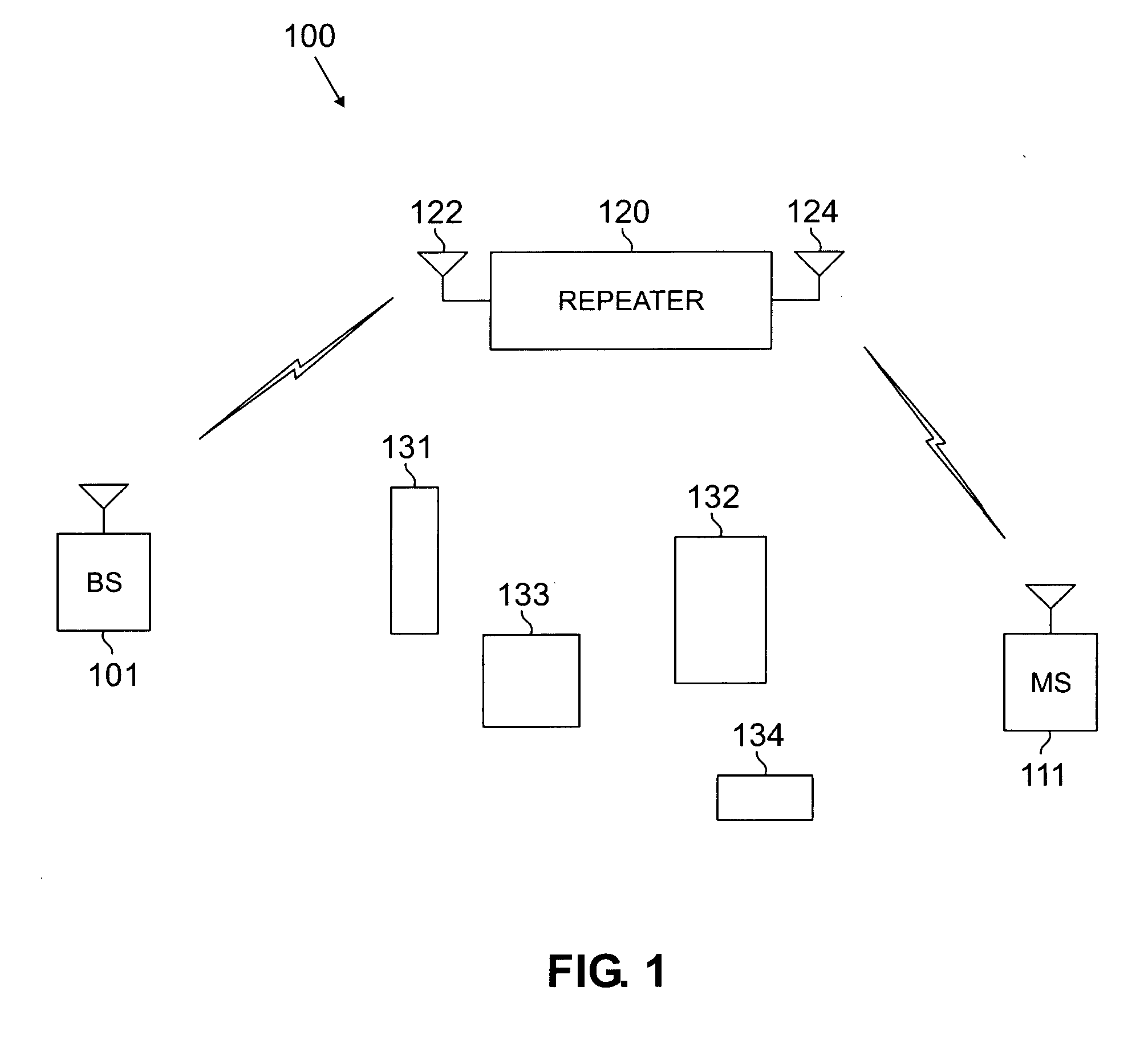 Wireless repeater using a single RF chain for use in a TDD wireless network