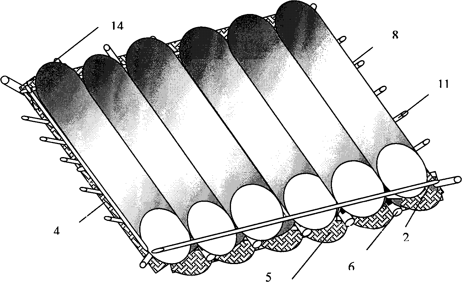 Device floating on water and used for culture engineering facilities and construction method thereof