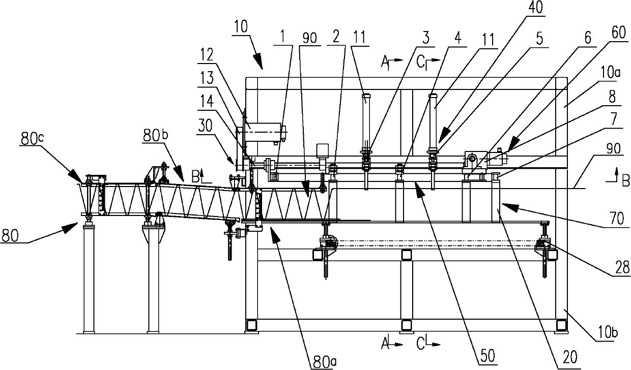 Inversion type bending and molding equipment of pneumatic side rib of truss