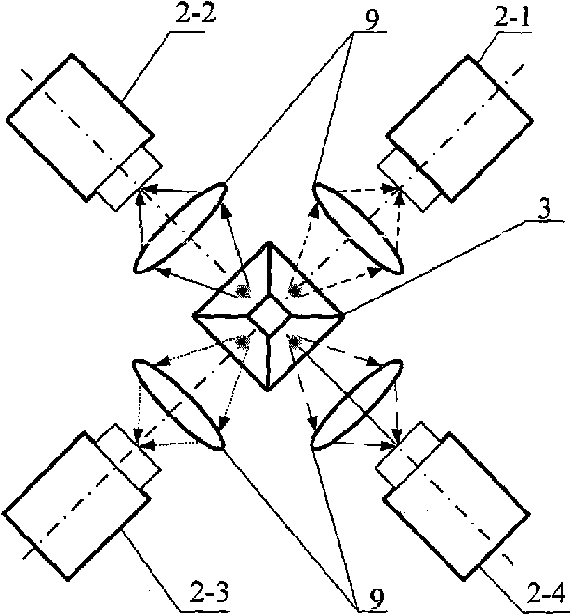 Optical precision tracking detector based on double pyramidal rectangular pyramids