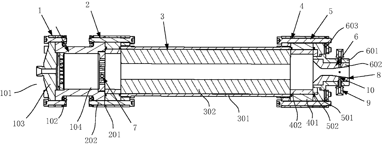 Gas thrust vector control structure and method of hybrid rocket engine