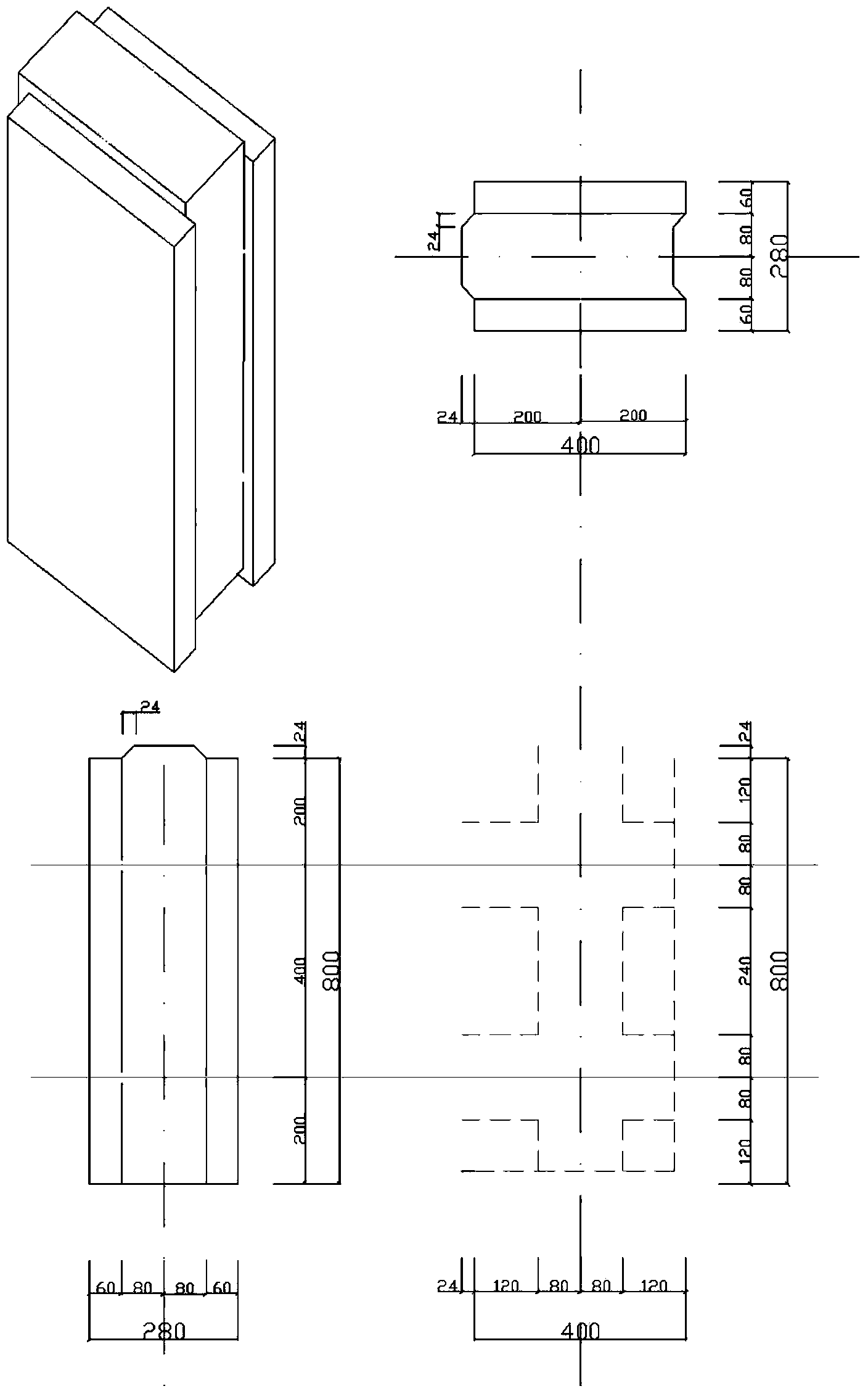 Hollow corn stalk brick building block and preparation method thereof