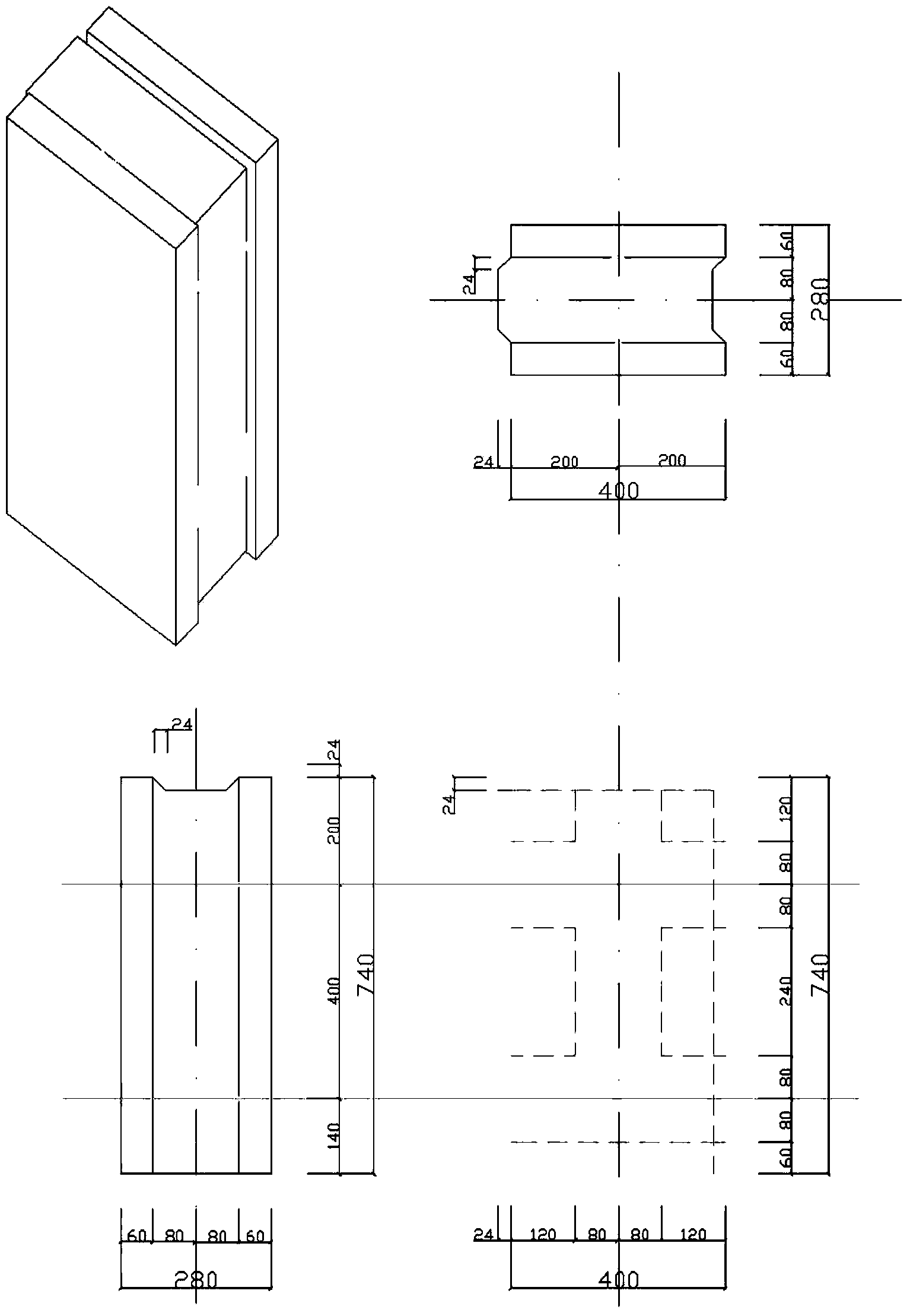 Hollow corn stalk brick building block and preparation method thereof