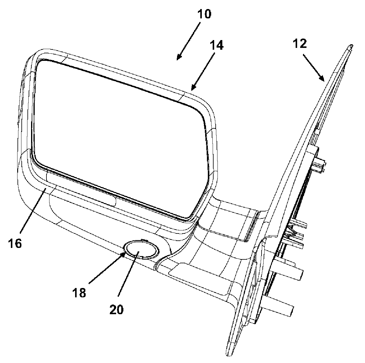 Vehicle mirror with secondary lighting lens for ground illuminator