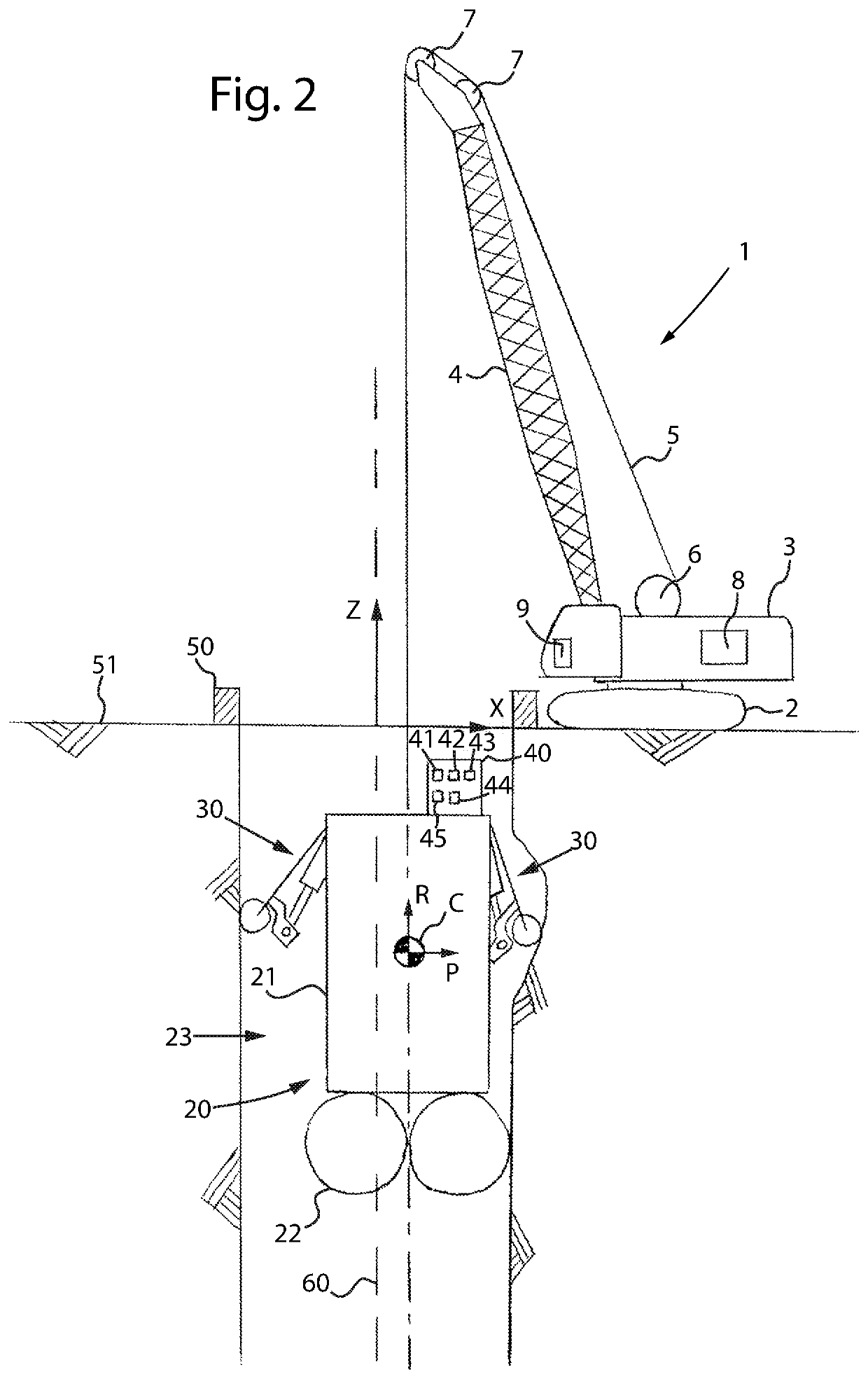 Measuring device of an excavation site