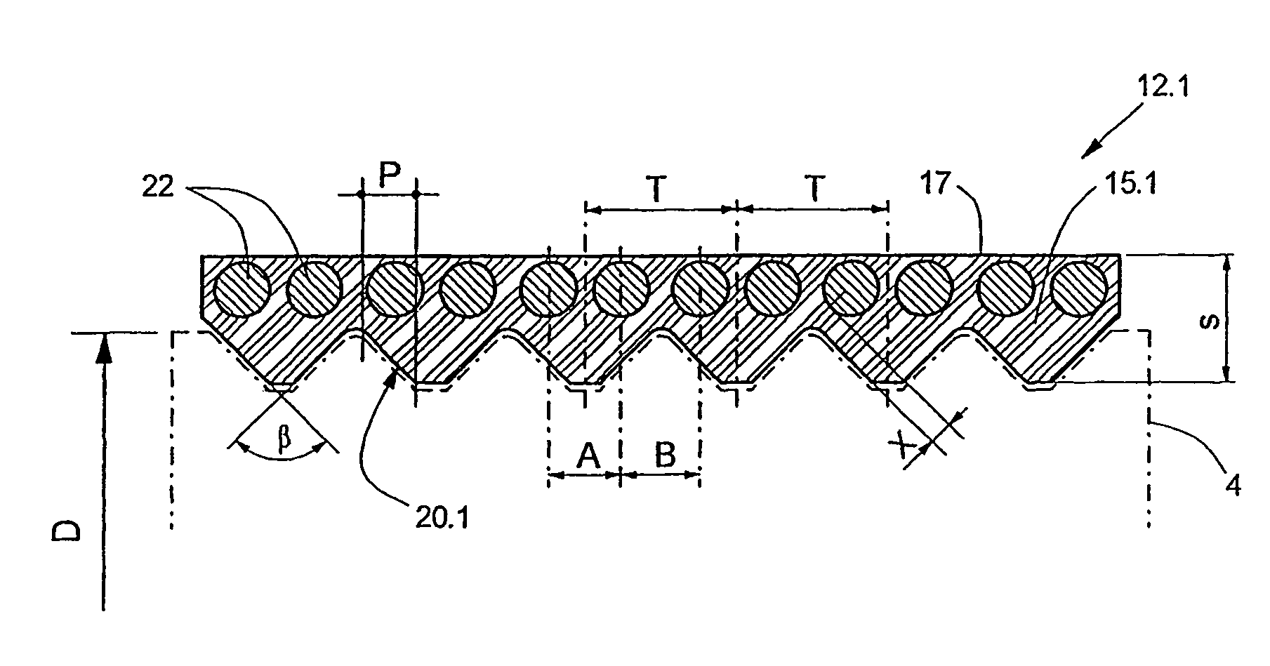 Elevator system having a flat belt with wedge-shaped ribs