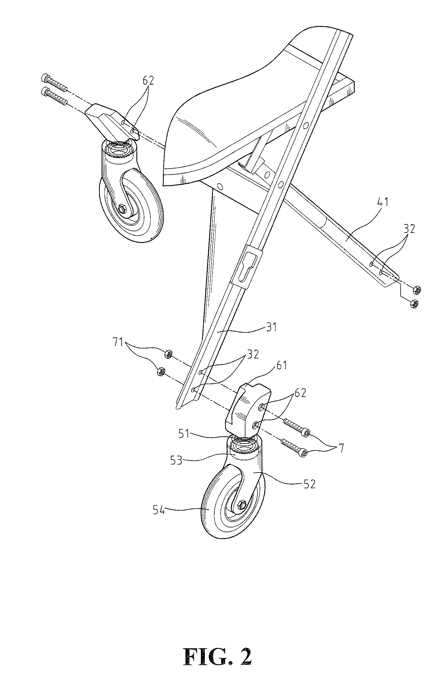 Folding chair with wheels