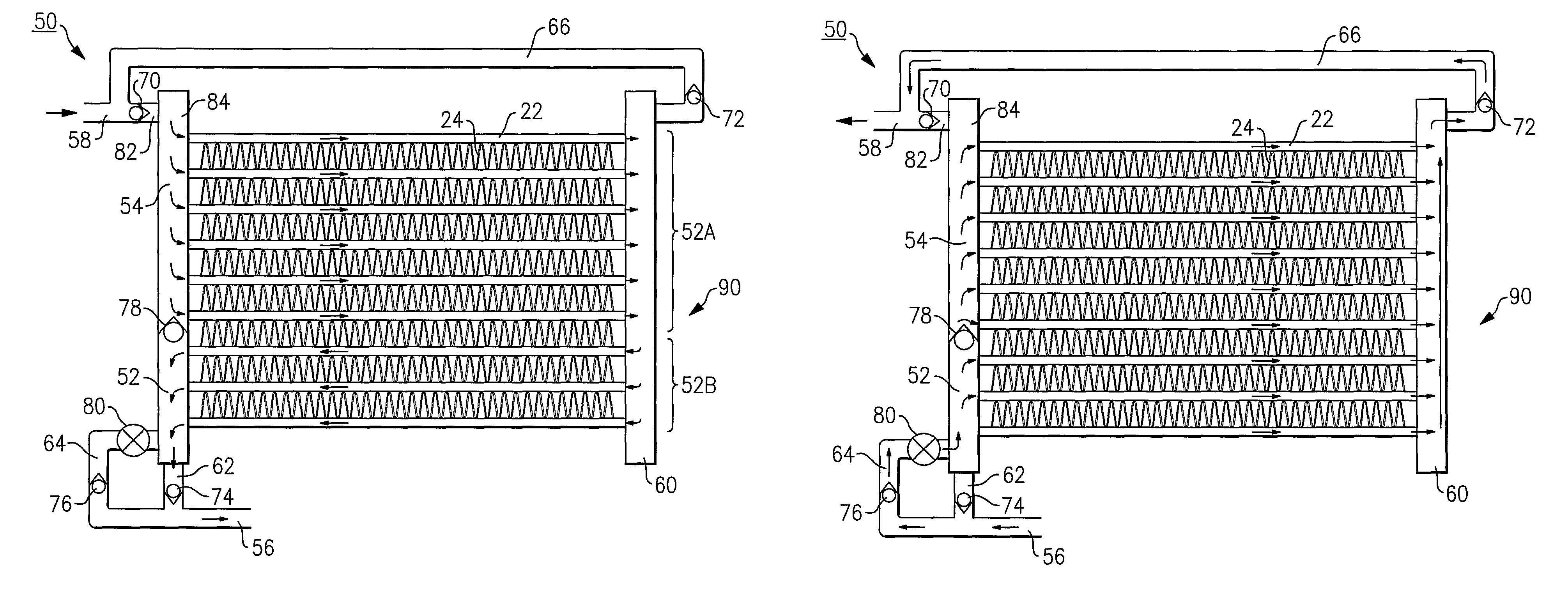 Parallel flow heat exchanger for heat pump applications