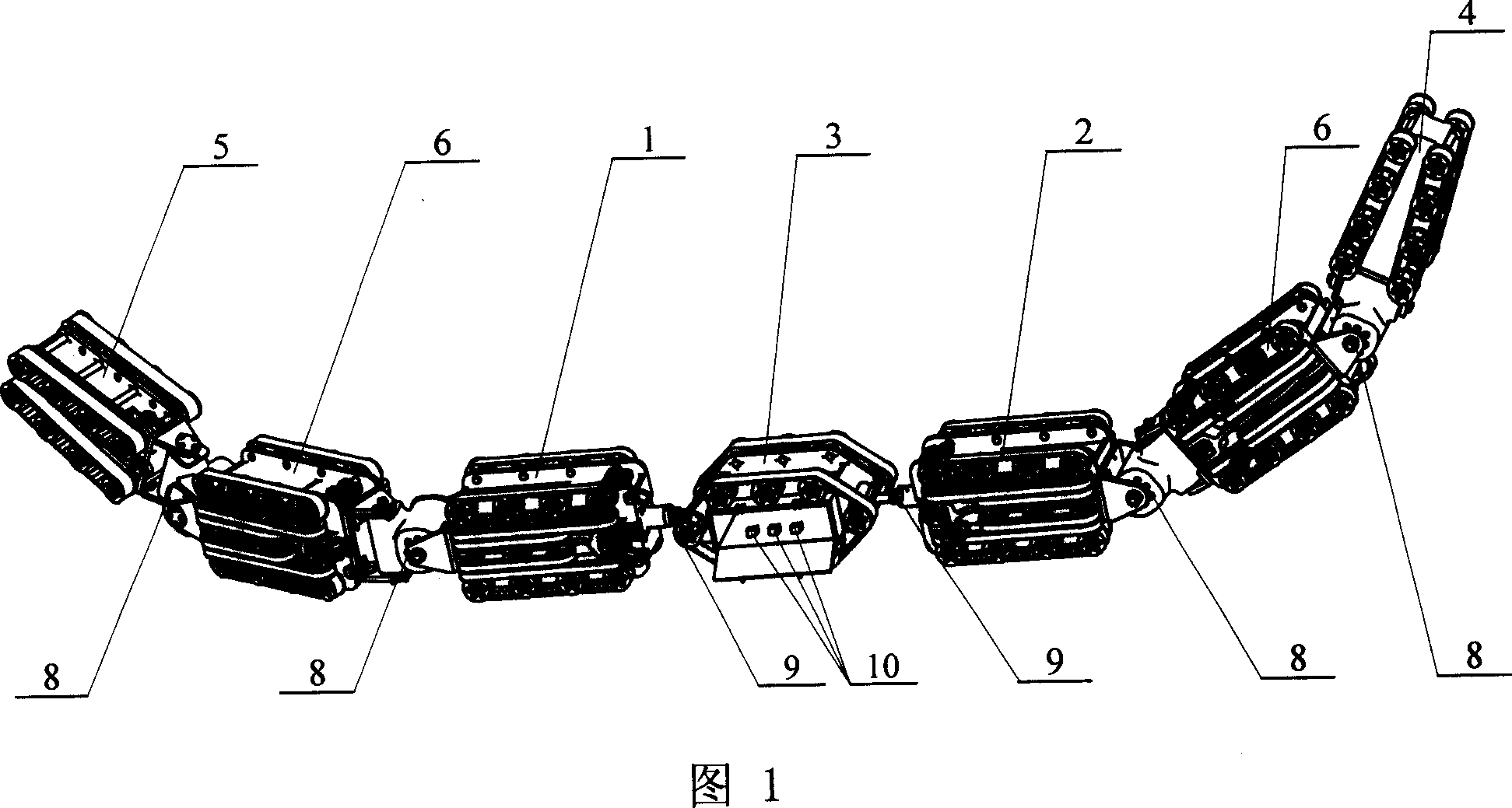 Crawler type multiple joint hinged robot suitable for search and detection in coal mine