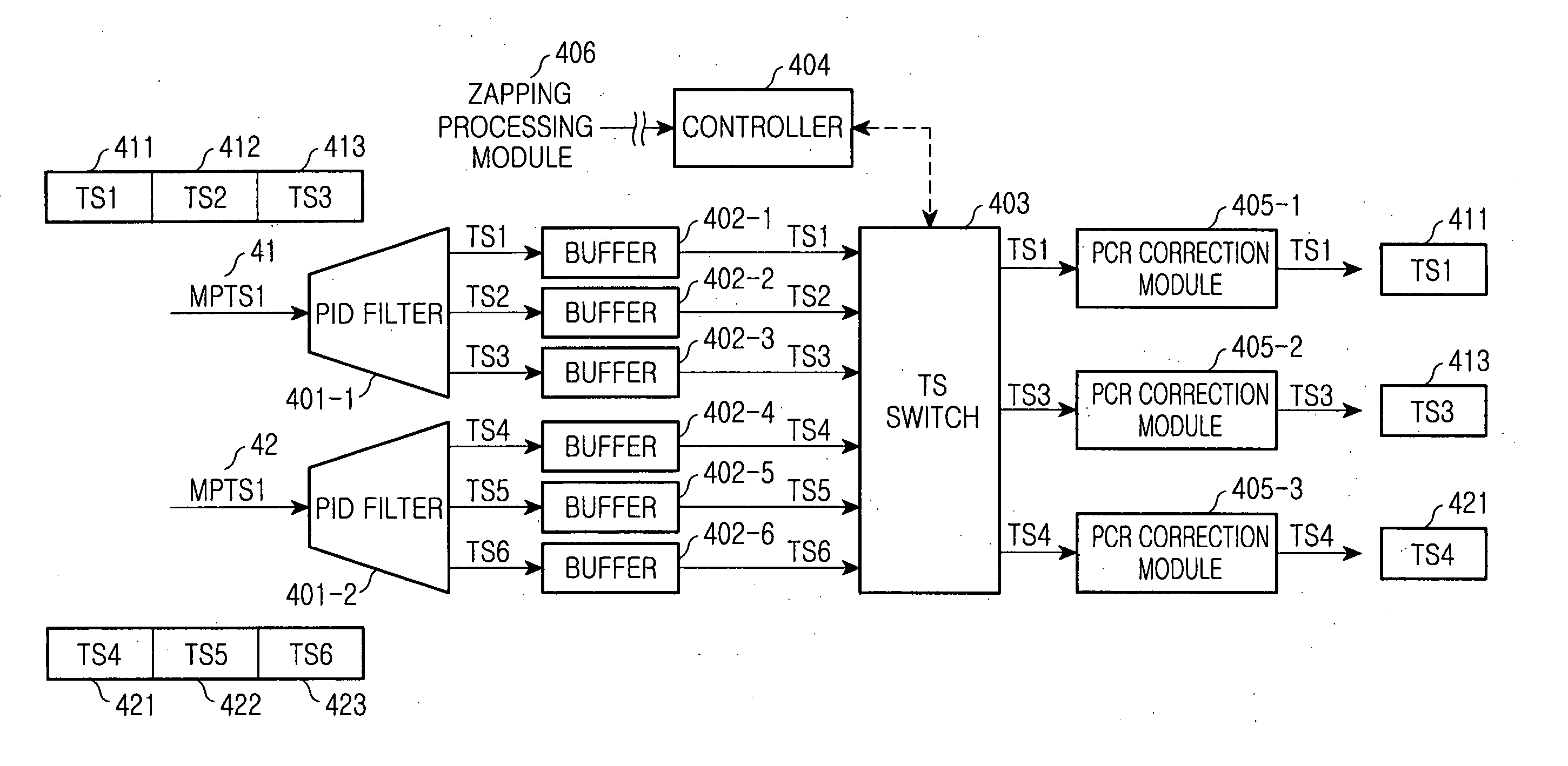 Broadcast splitter enabling selective transmission in real time