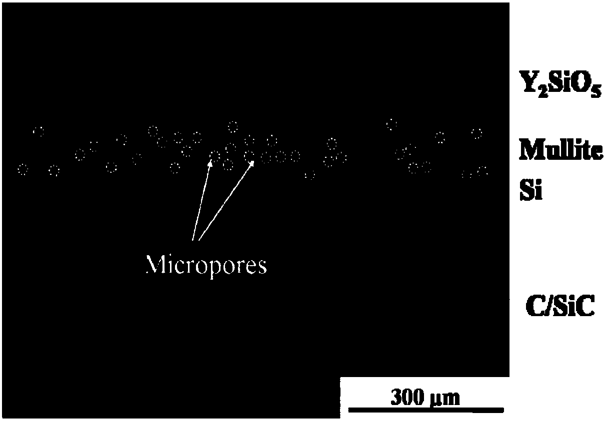 A kind of preparation method of interlayer interface mullite/yttrium silicate composite coating with microstructure structure