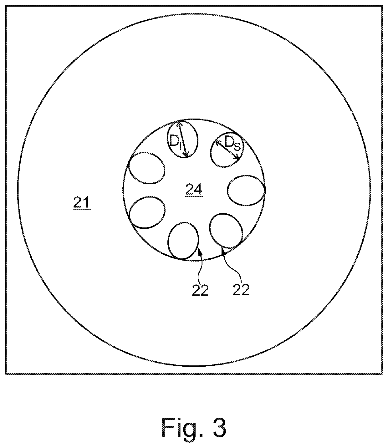 Hollow core optical fiber and a laser system