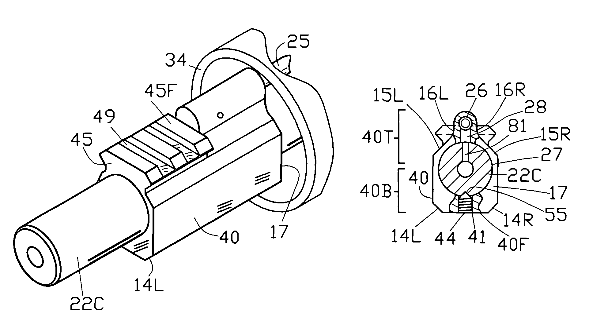 Compact gas block with rail interface