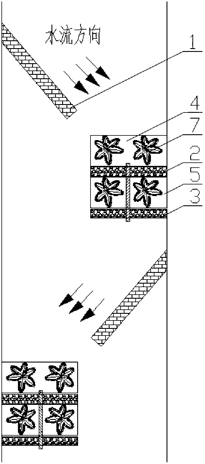 Backwash combination type farmland non-point source pollution cut-off purification system