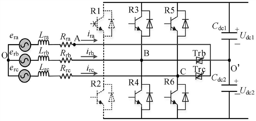 Wind power converter hardware fault-tolerant control method