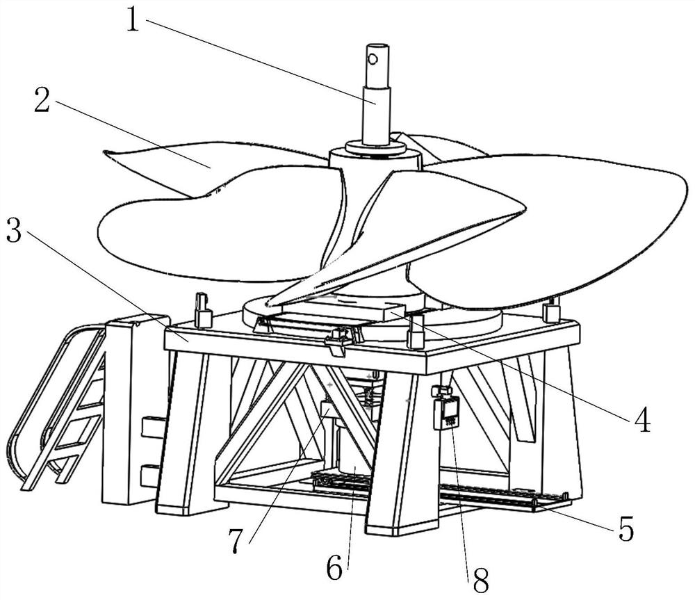 A mandrel installation device for a flexible marine propeller