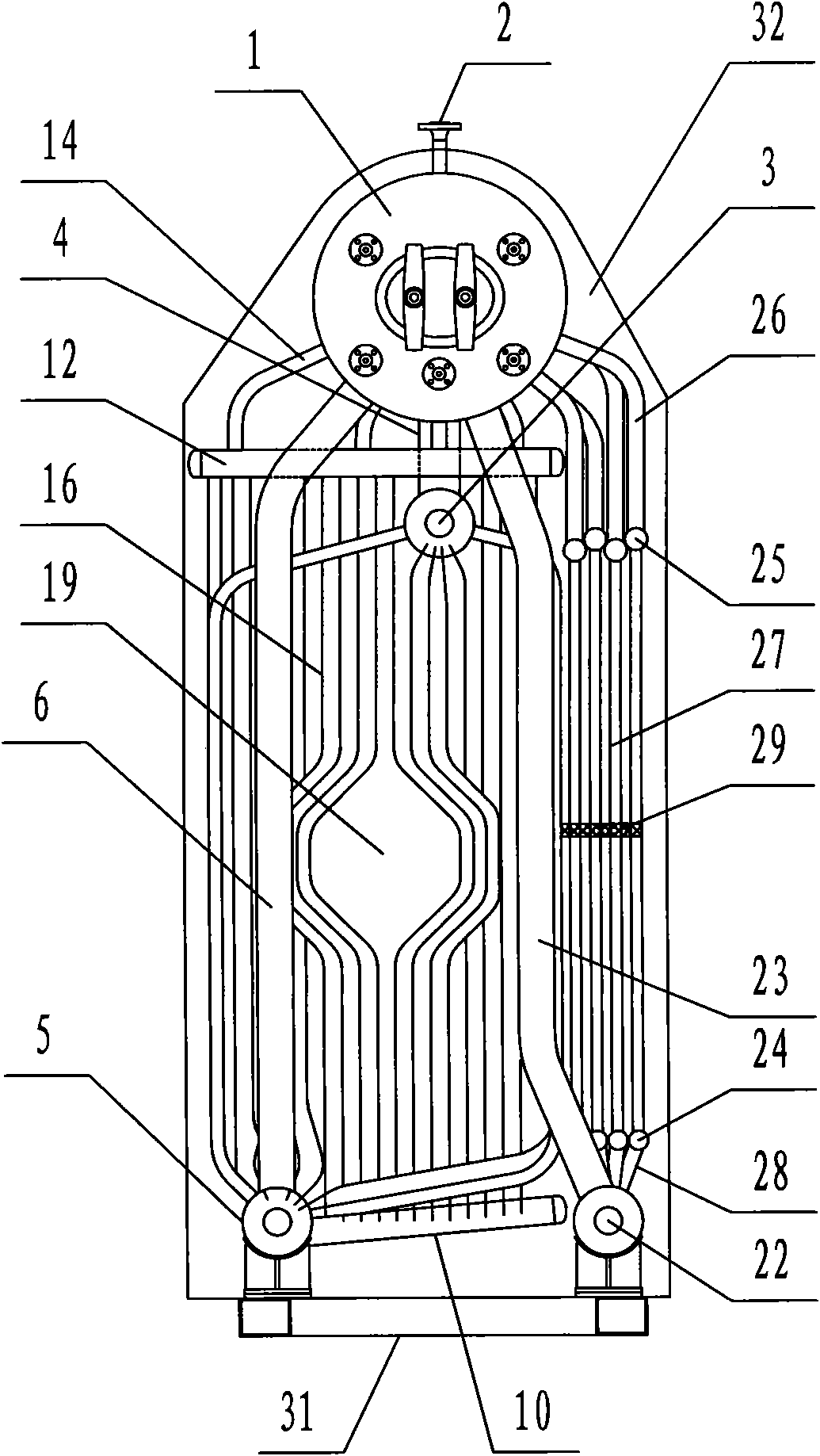 Rapid-installation water pipe boiler with medium and high pressure single-boiler barrel structure