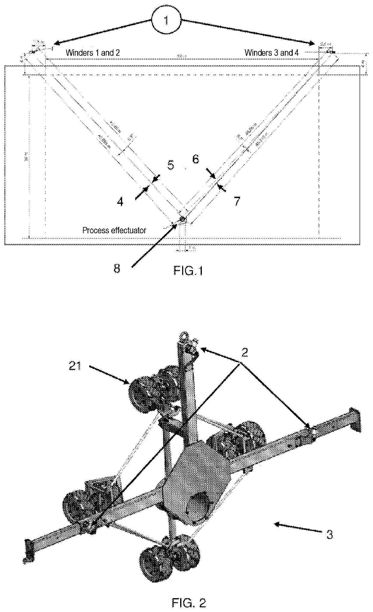 Cable robot for coating procedures