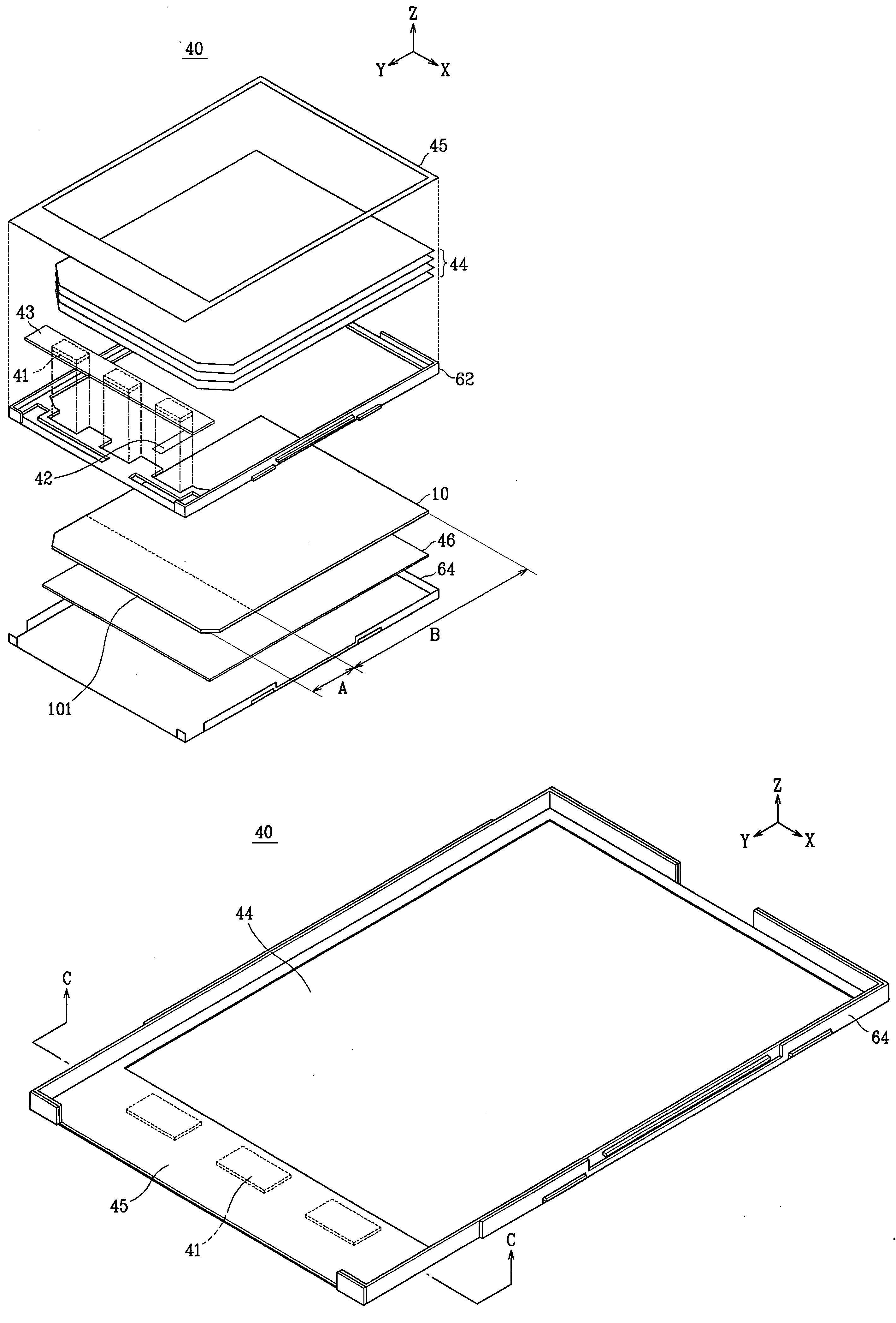 Backlight assembly removing dark areas and display device provided with the same