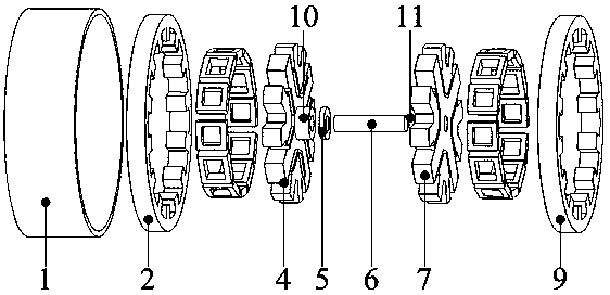 Outer-rotor five-degree-of-freedom non-bearing switch reluctance motor